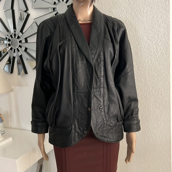 Vintage women’s Genuine leather jacket size 10/L please check measurement - Picture 5 of 17